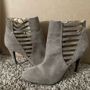 a.n.a Taupe Heeled Boots with Cutout Design